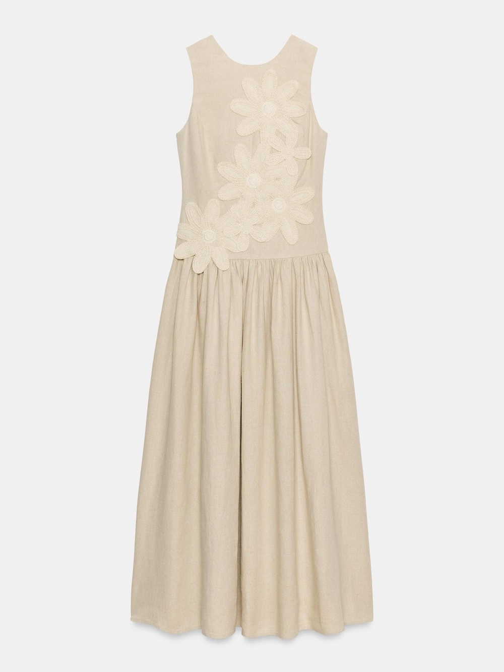 ZARA LINEN COMBINATION MIDI DRESS - Picture 8 of 12
